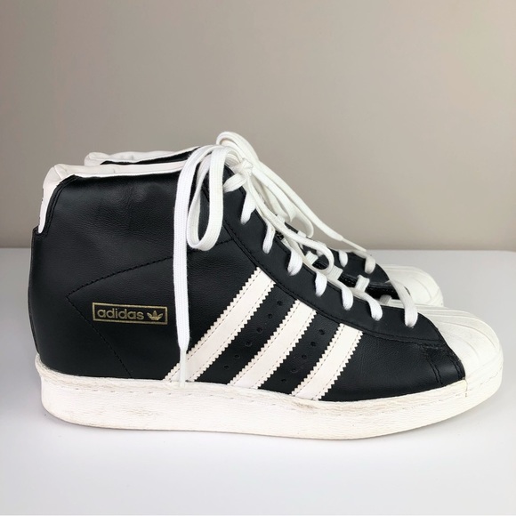 adidas Shoes - adidas Original Black & White Leather Superstar Up Wedge Hightop Sneakers 7